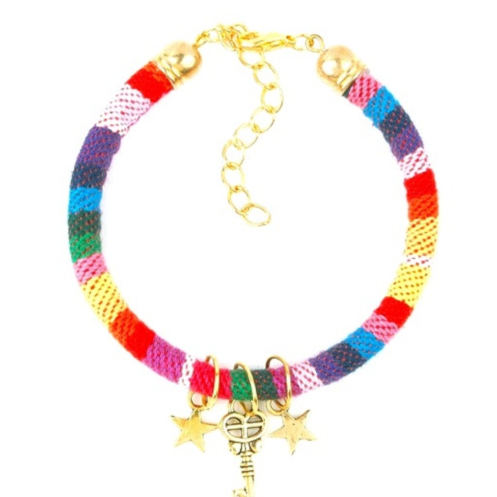 Gold Star Boho Rainbow Braided Friendship Bracelet - Picture 4 of 5
